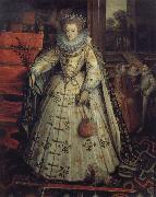 Marcus Gheeraerts Queen Elizabeth with a view to a walled garden painting
